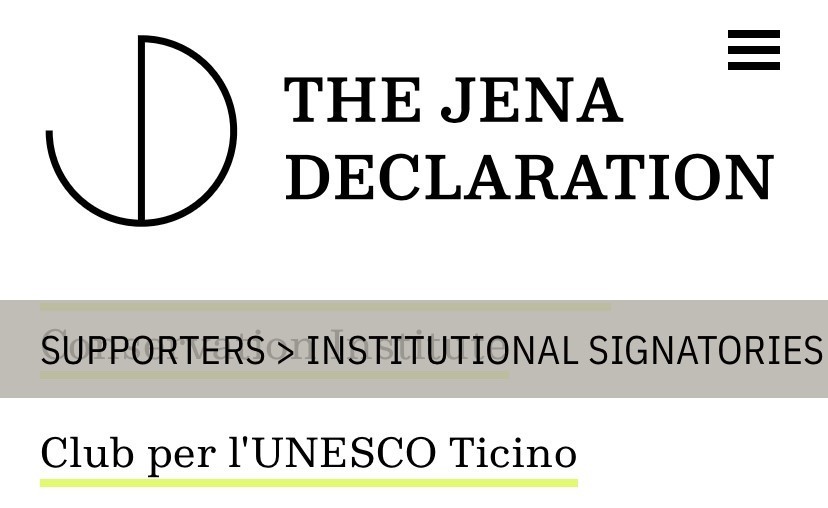 Appoggio alla Dichiarazione di Jena