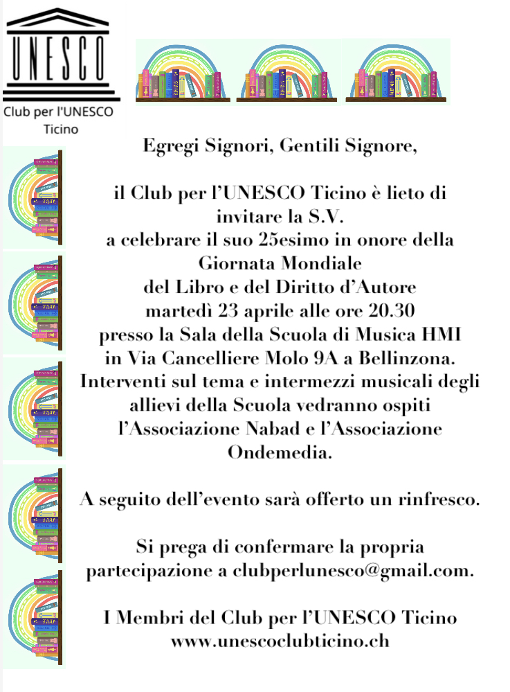 Comunicato Stampa del 25^ del Club per l’UNESCO Ticino